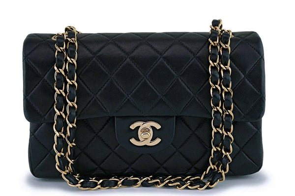 Chanel Black Lambskin Small Classic Double Flap Bag 24k GHW - Boutique Patina