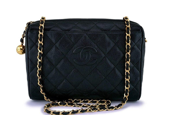 Chanel Vintage Black Caviar Classic Camera Case Bag - Boutique Patina