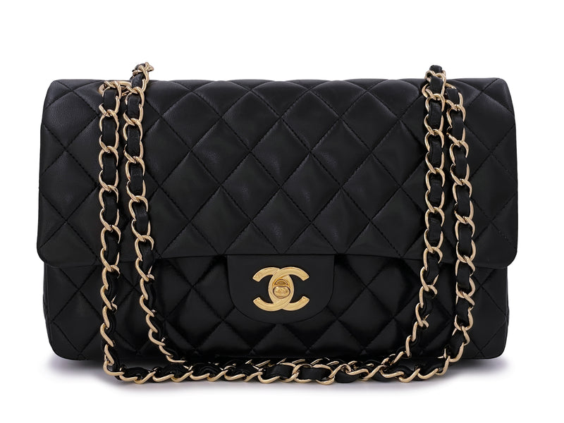 Chanel Vintage Black Medium Classic Double Flap Bag 24k GHW Lambskin - Boutique Patina