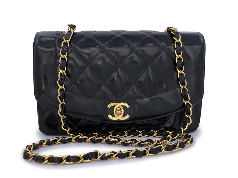 Chanel 1995 Vintage Black Patent Small Diana Flap Bag 24k GHW – Boutique  Patina