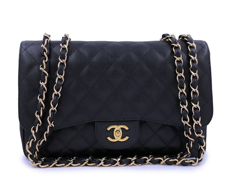 Chanel Caviar Jumbo Classic Flap Bag Single Black GHW - Boutique Patina