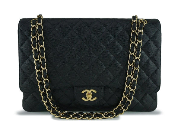 Chanel Black Caviar Maxi Quilted Classic 2.55 Jumbo XL Flap Bag GHW - Boutique Patina
