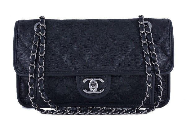 Chanel Black Caviar Classic French Riviera Flap Bag - Boutique Patina