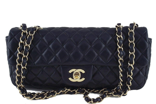 Chanel Black Lambskin East West Classic 2.55 Shoulder Flap Bag - Boutique Patina