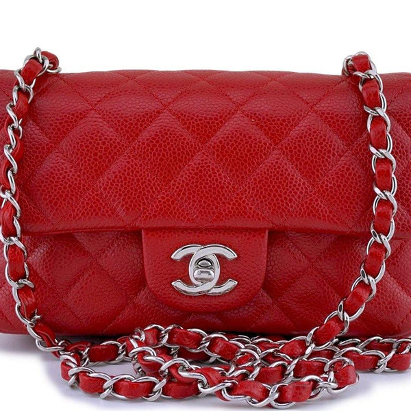 Chanel 14C Red Caviar Classic Quilted Rectangular Mini 2.55 Flap Bag S –  Boutique Patina