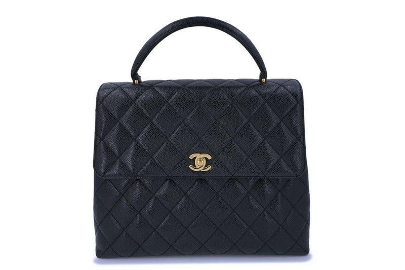 Chanel Black Caviar Large Kelly Flap Tote Bag 24k GHW - Boutique Patina