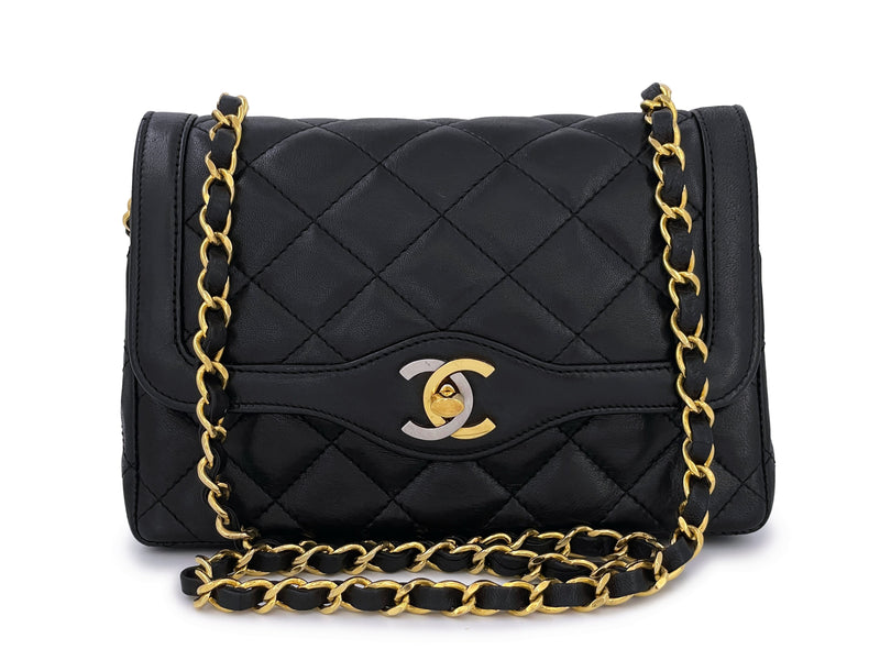 Chanel 1988 Black Two-Tone MiniQuilted Flap Bag 24k GHW Convertible La –  Boutique Patina