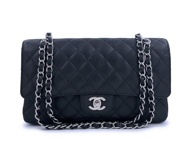 Pristine 2009 Chanel Black Caviar Medium Classic Double Flap Bag SHW - Boutique Patina