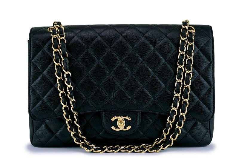 Chanel Black Caviar Maxi Quilted Classic "Jumbo XL" Flap Bag GHW - Boutique Patina