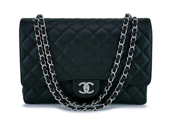 Chanel Black Caviar Maxi Double Flap "Jumbo XL" Bag SHW - Boutique Patina