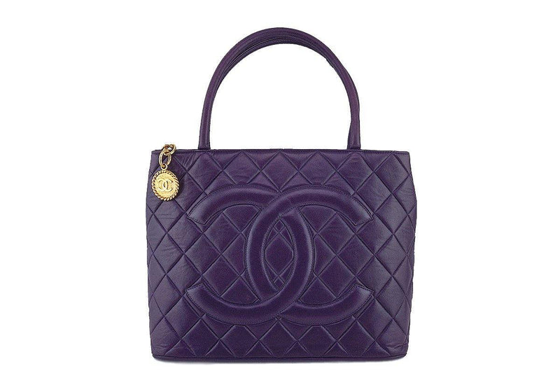 Chanel Purple Luxe Lambskin Quilted Medallion Shopper Tote Bag