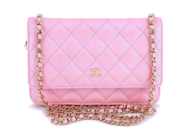 NIB 19S Chanel Iridescent Pearly Pink Classic Wallet on Chain WOC Flap –  Boutique Patina