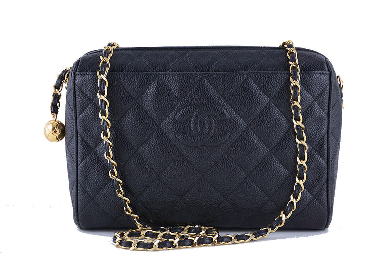 Chanel Vintage Caviar Black Classic Quilted Camera Case Bag - Boutique Patina