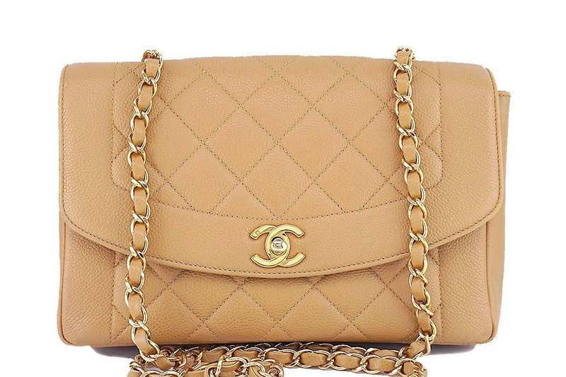 Chanel Vintage Diana Flap Bag Quilted Caviar Medium at 1stDibs
