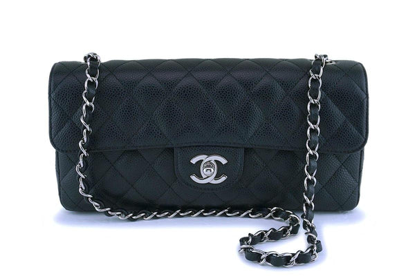 Chanel Black Caviar Classic East West Flap Bag SHW - Boutique Patina