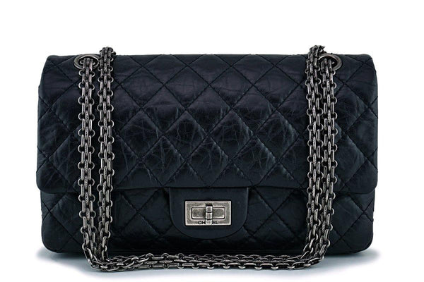 Chanel Black 225 2.55 Classic Reissue Flap Bag Small/Medium RHW - Boutique Patina