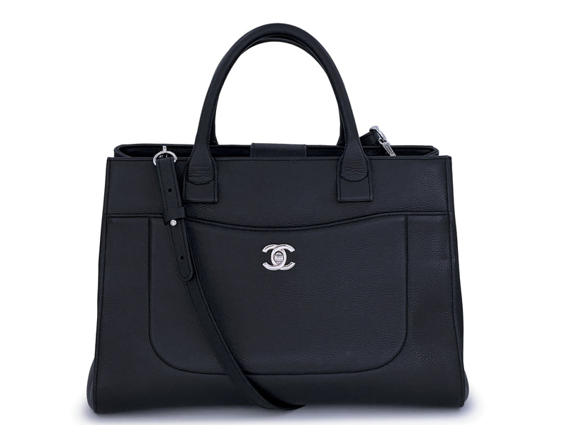 Chanel Black Calfskin Neo Executive Shopper Tote Bag w Strap