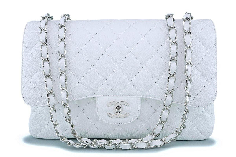 Chanel White Caviar Jumbo Classic Flap Bag SHW – Boutique Patina
