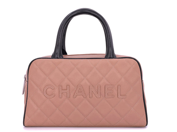 Chanel 2001 Vintage Blush Beige Small Lettered Bowler Bag - Boutique Patina