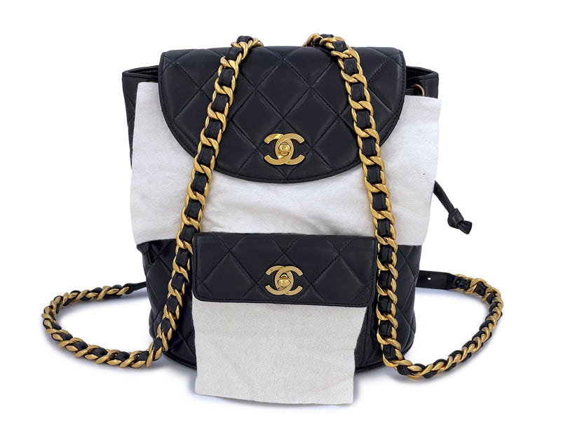 Pristine Chanel 1995 Vintage Black Duma Backpack Bag 24k GHW