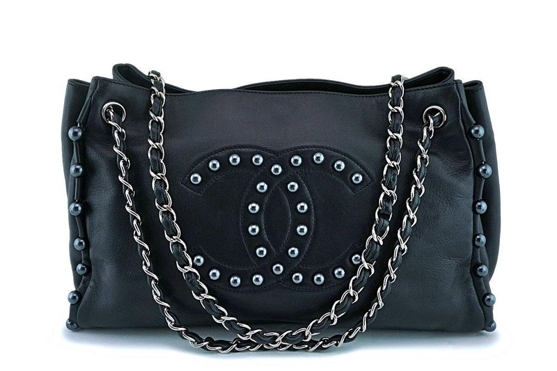Chanel Medium Studded Deauville Shopping Tote - Black Totes