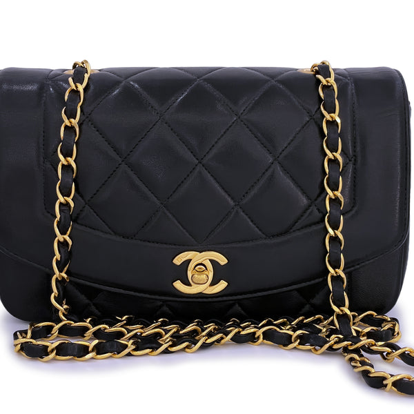Chanel 1994 Vintage Black Small Diana Flap Bag Lambskin 24k GHW – Boutique  Patina