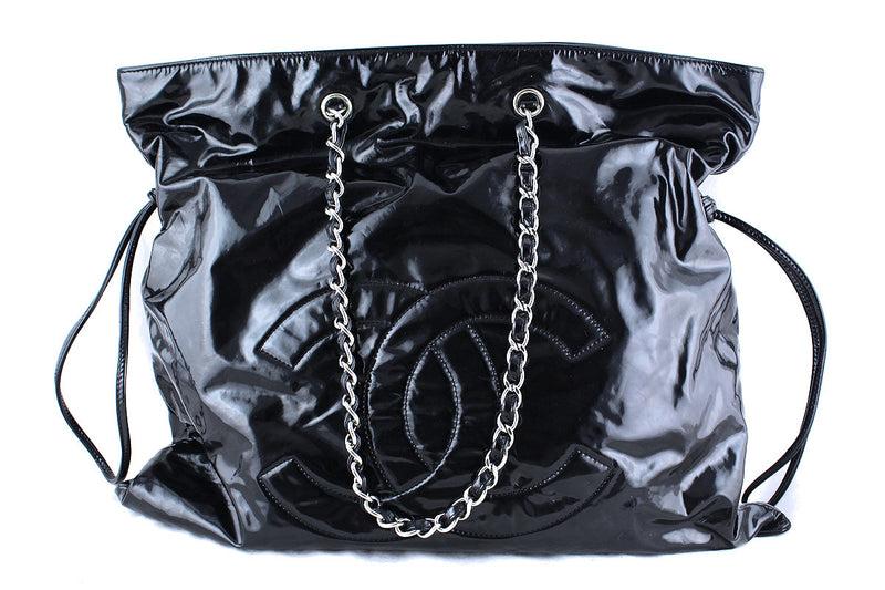 Chanel Black Patent Tote Bag Bons Large XL - Boutique Patina