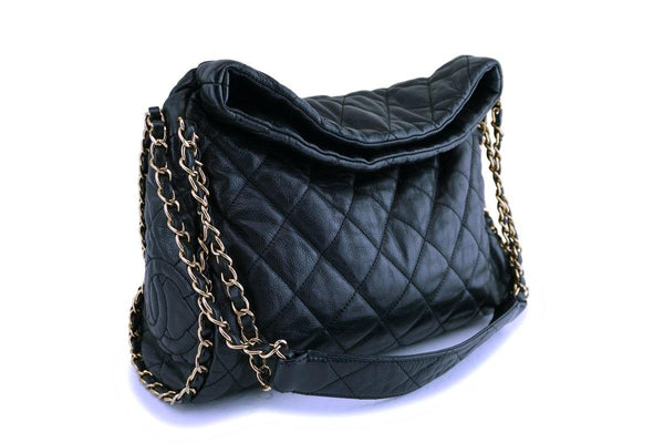 Chanel Black Quilted Chain Around Hobo Bag GHW - Boutique Patina