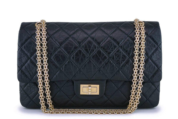 Chanel Black Aged Calfskin Reissue Large 227 2.55 Classic Flap Bag GHW - Boutique Patina