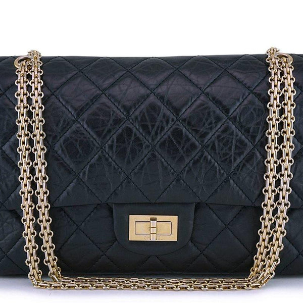 Chanel Black 227 Reissue Classic 2.55 Large Double Flap Bag GHW