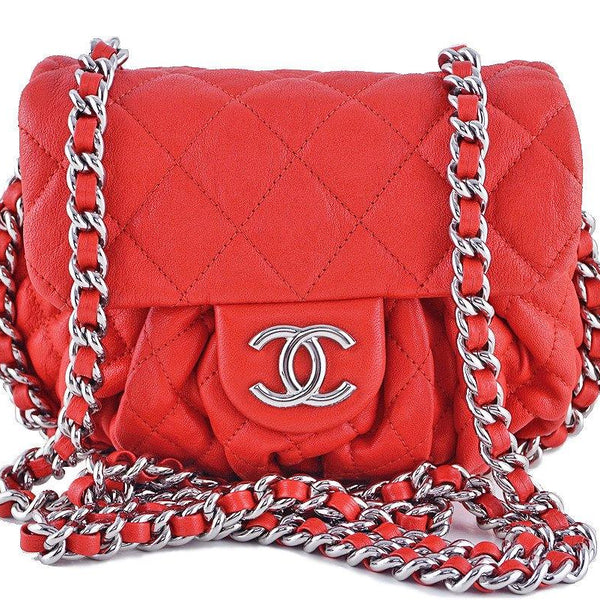 Chanel Distressed Glossy Calf Leather Flap Bag Red