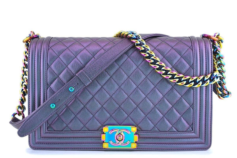 Chanel Classic Single Flap Bag Quilted Iridescent Lambskin Mini Purple  205760228
