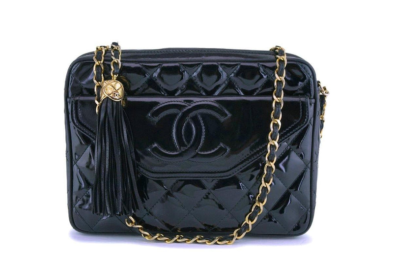 Chanel Vintage Black Patent Camera Case Bag 24k GHW - Boutique Patina