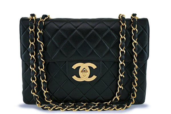 Chanel Vintage Black Lambskin Jumbo Flap Bag 24k GHW - Boutique Patina