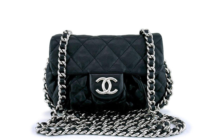 Chanel Black Quilted Patent Leather Classic Square Flap Mini