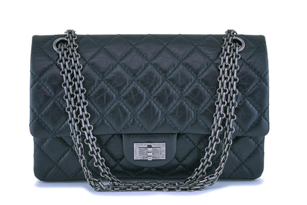 Chanel Black Aged Calfskin Reissue 2.55 225 Double Flap Bag RHW - Boutique Patina