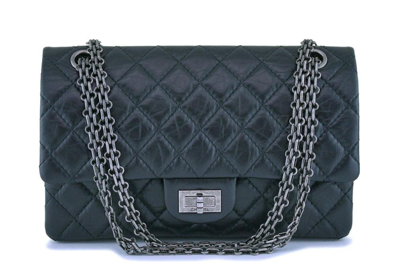 Chanel Black Aged Calfskin Reissue 2.55 225 Double Flap Bag RHW