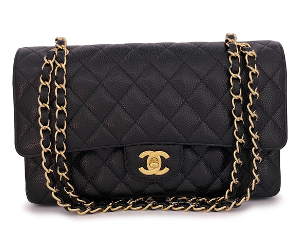 Pristine Chanel 2010 Vintage Black Caviar Medium Classic Double Flap Bag GHW - Boutique Patina