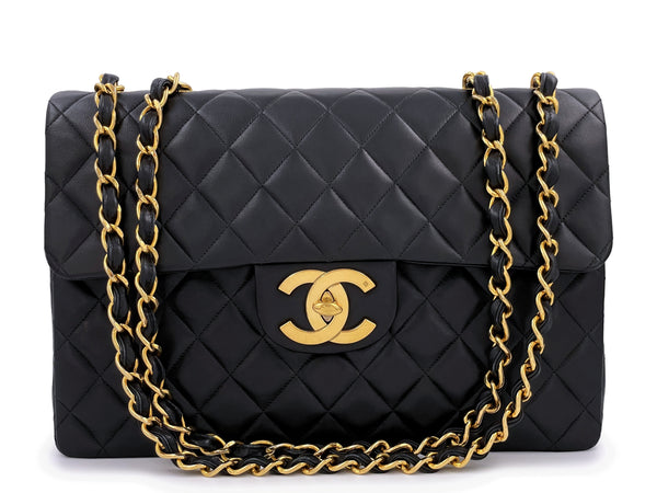 Chanel 1994 Vintage Maxi "Jumbo XL" Classic Flap Bag 24k GHW Lambskin - Boutique Patina