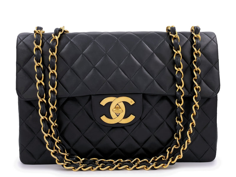 Chanel 1994 Vintage Maxi "Jumbo XL" Classic Flap Bag 24k GHW Lambskin - Boutique Patina