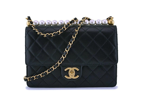 NIB Chanel Chic Pearls Black Classic Flap Bag GHW - Boutique Patina