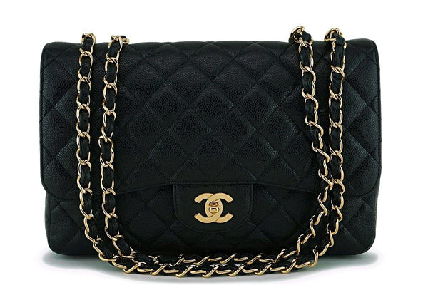 Chanel Black Caviar Classic Jumbo Flap Bag GHW - Boutique Patina