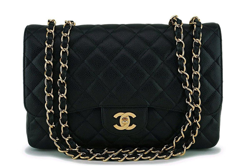 Chanel Black Caviar Classic Jumbo Flap Bag GHW - Boutique Patina