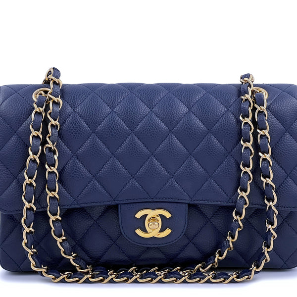 Chanel Navy Blue Caviar Medium Classic Double Flap Bag GHW – Boutique Patina