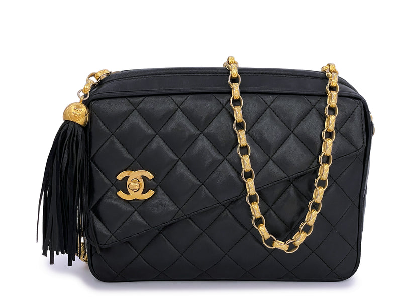 Chanel 1992 Vintage Black Quilted Flap Camera Case Bag Bijoux