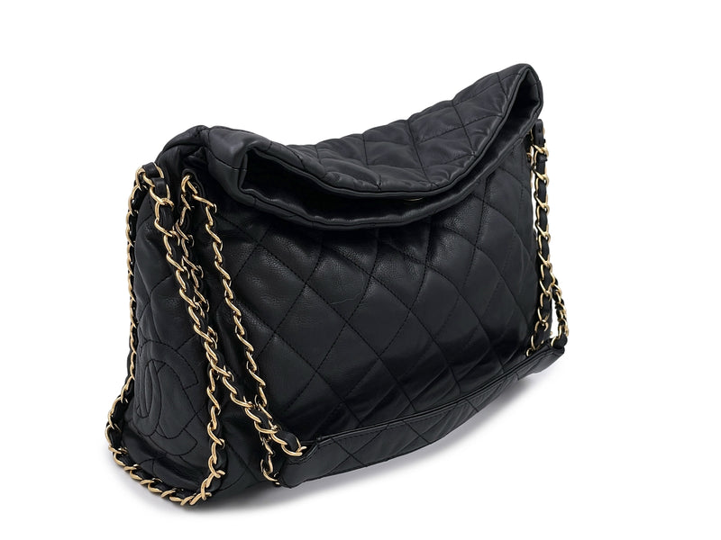 Chanel Black Chain Around Hobo Tote Bag Medium - Boutique Patina