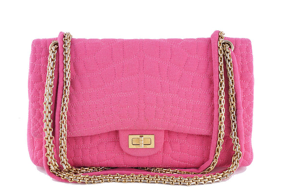 Chanel Pink Crocodile Print Reissue Flap, Canvas Classic Bag - Boutique Patina