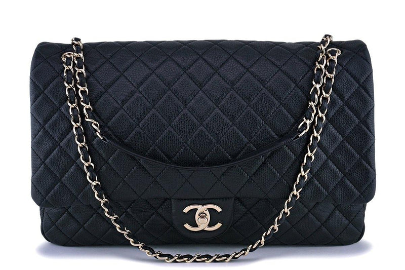 17S Chanel Black Ltd Airlines Runway Travel XXL Classic Flap Bag GHW - Boutique Patina
