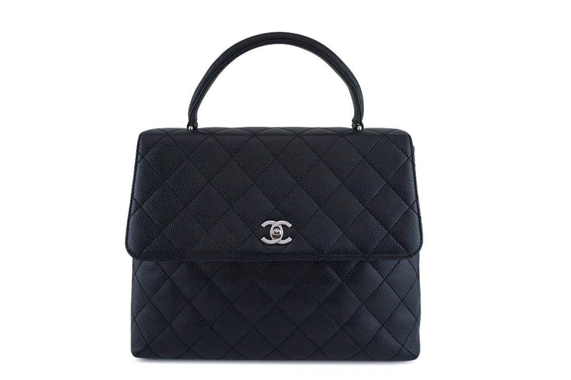 Chanel Black Caviar Classic Quilted Kelly Flap Bag SHW - Boutique Patina