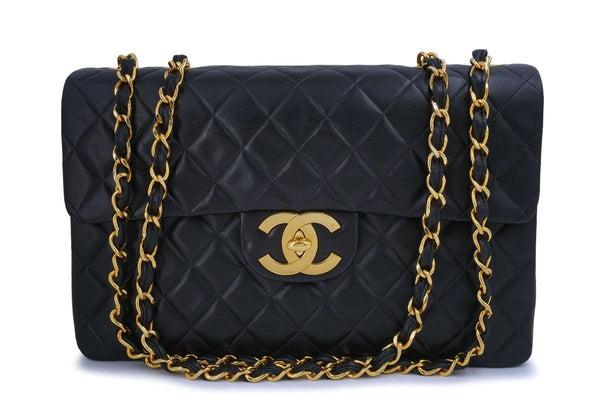 Chanel Vintage Black Lambskin Maxi "Jumbo XL" Classic Flap Bag 24k GHW - Boutique Patina